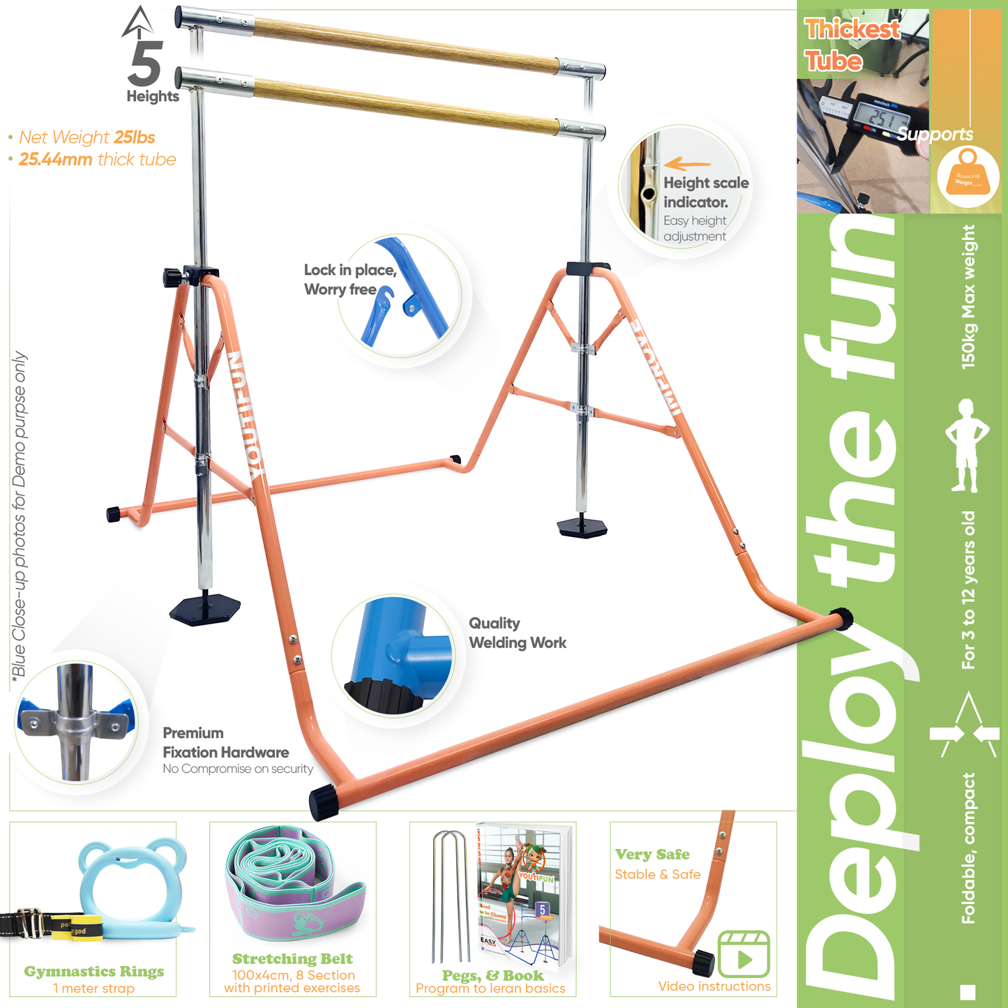Fiberglass Gymnastics bar (Salmon)