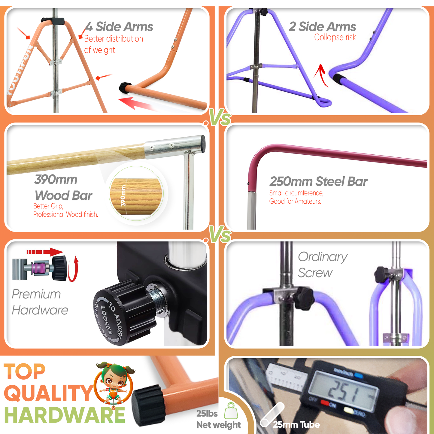 Fiberglass Gymnastics bar (Salmon)