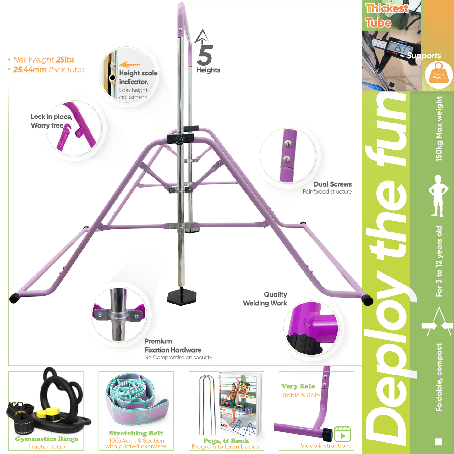 Steel Gymnastics Bar (Purple)