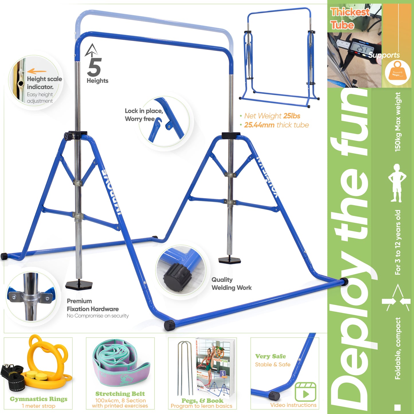 Steel Gymnastics bar (Blue)