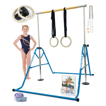 Fiberglass Gymnastics bar (Blue w/ Pro Rings)
