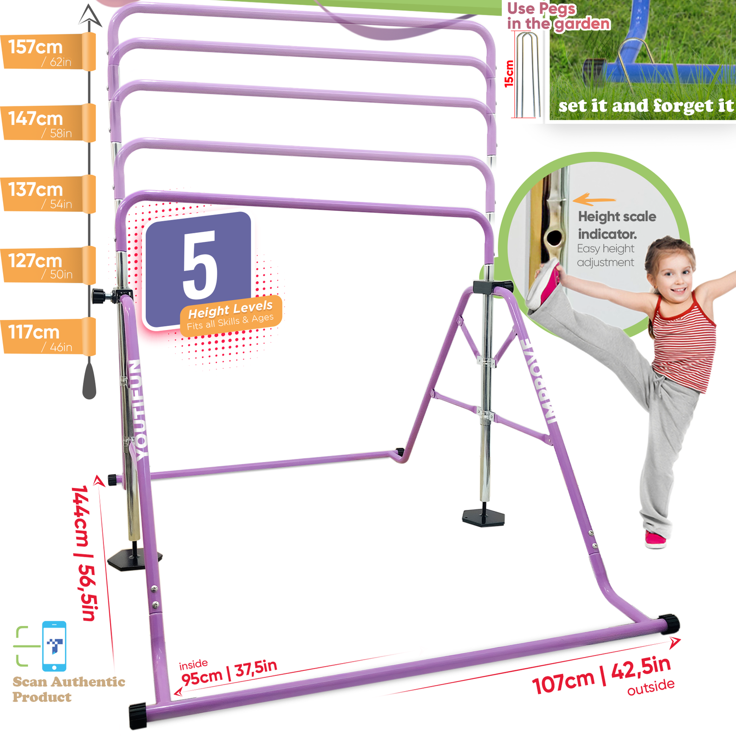 Steel Gymnastics Bar (Purple)