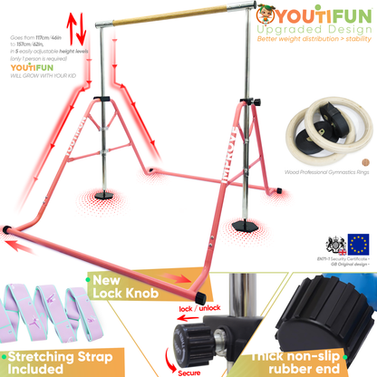 Fiberglass Gymnasticsbar (Pink w/ Pro Rings)