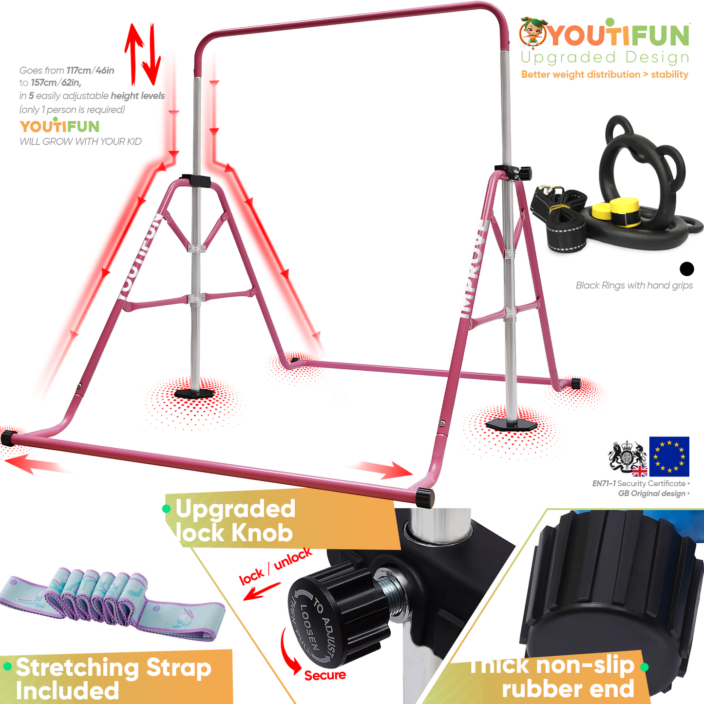 Steel Gymnastics Bar (Pink)